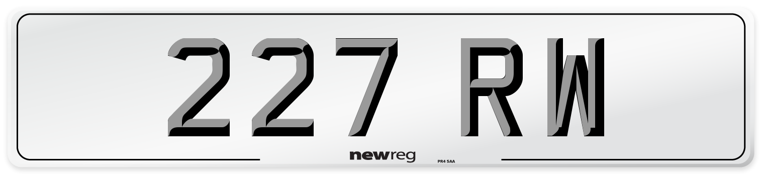 227 RW Number Plate from New Reg